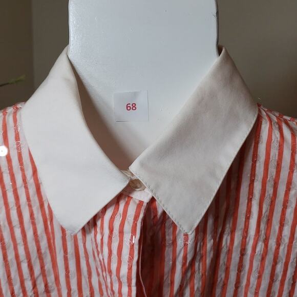 A'nue Ligne Women's Long Sleeve Button Up Sequined Top Size Petite L - Picture 6 of 11